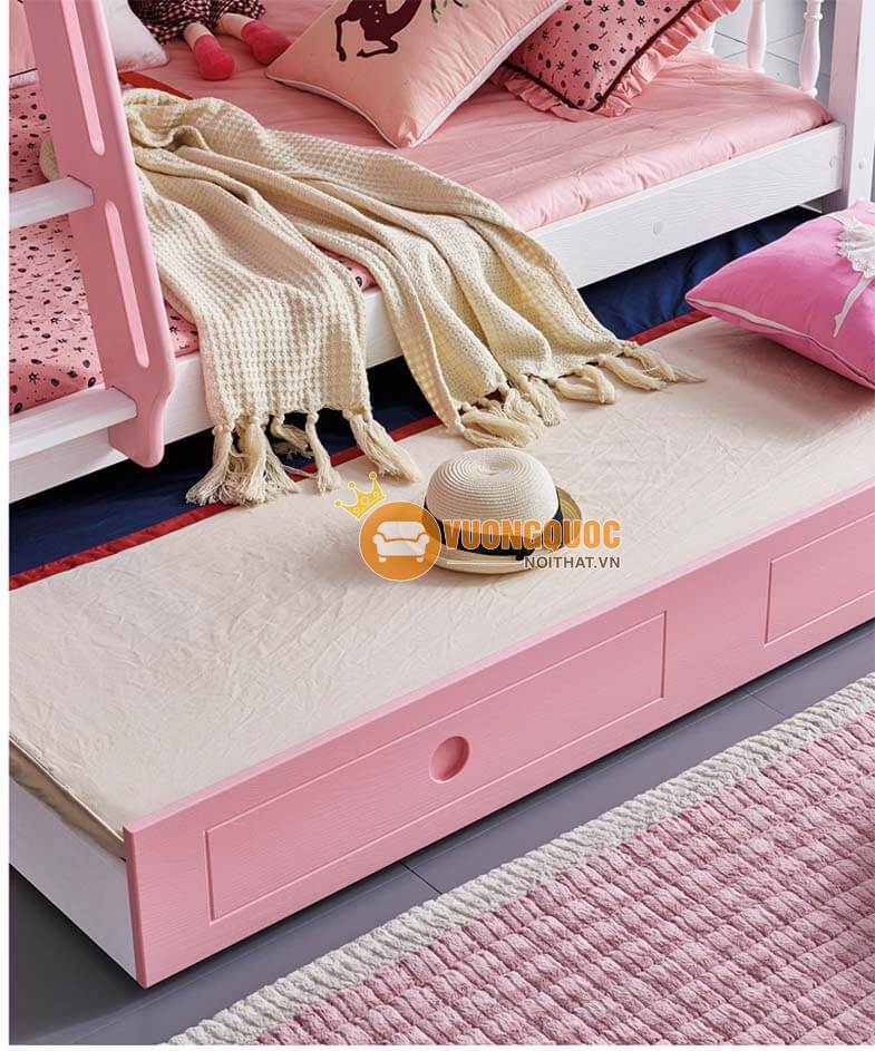Giường tầng cho bé màu hồng kẹo ngọt JY D-60-3